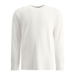BEAMS PLUS Men's Waffle Knit Long Sleeve Crewneck Shirt Men WHITE Sweaters &